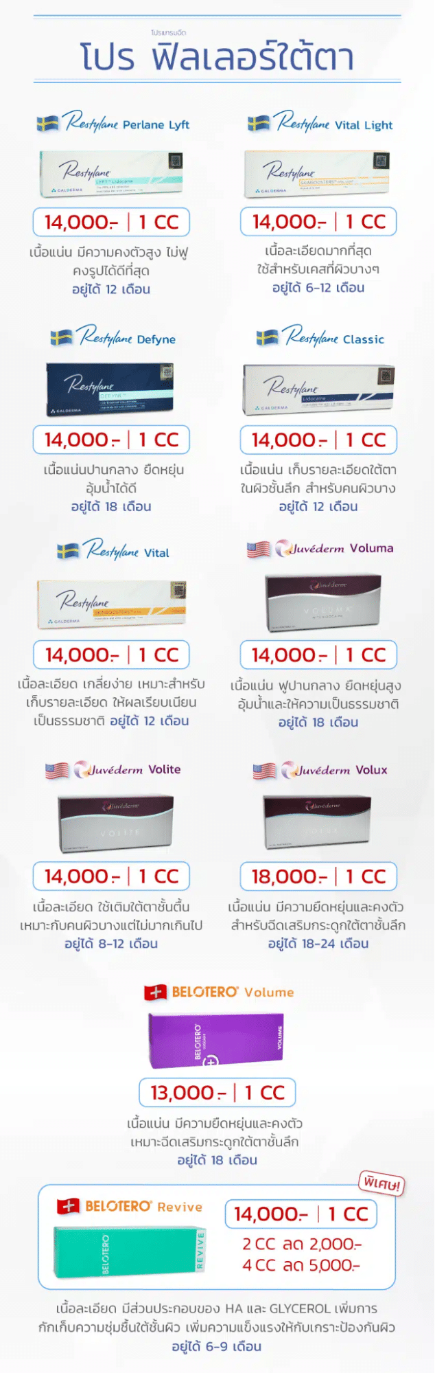 ราคา โปรโมชั่น ฟิลเลอร์ใต้ตา ที่ V Square Clinic