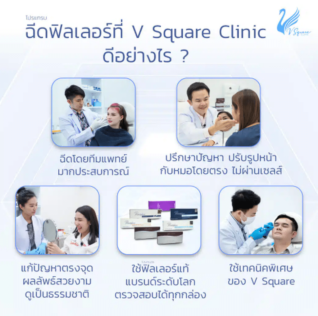 ฉีดฟิลเลอร์ที่ V Square Clinic ดีอย่างไร หมอโต้ง หมอเอก หมอบาส หมอแพน