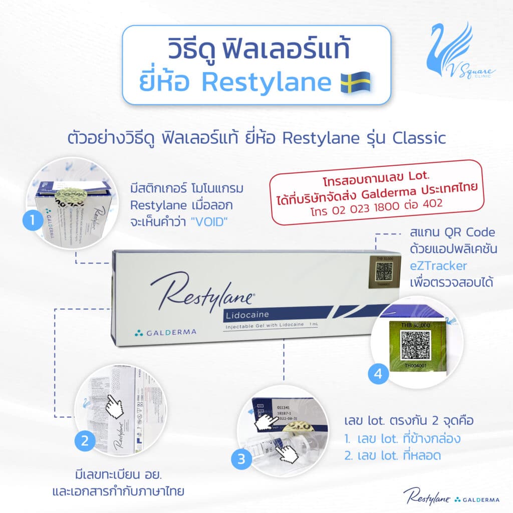 วิธีดูฟิลเลอร์แท้ Restylane Classic