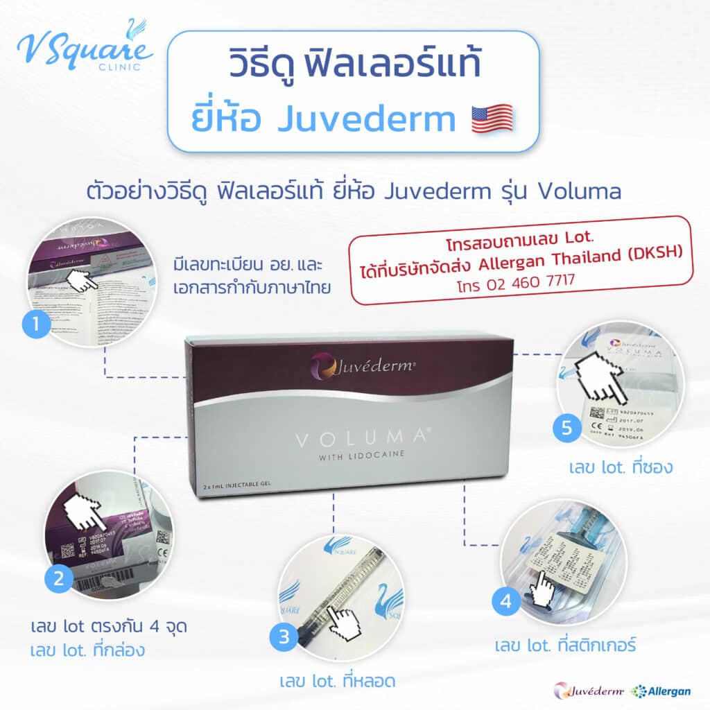 วิธีดูฟิลเลอร์แท้ Juvederm Voluma