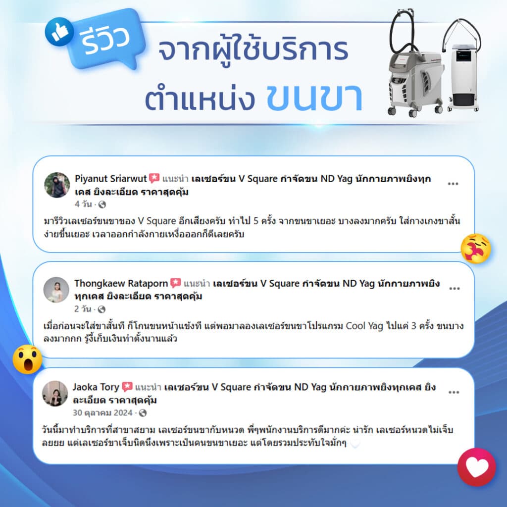 รีวิวเลเซอร์ขนขา v square clinic