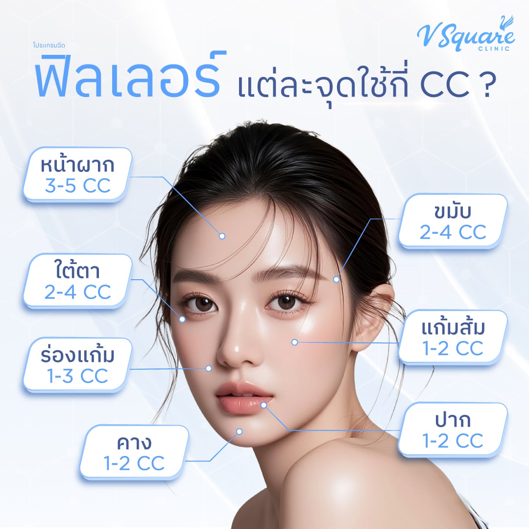 ปริมาณฟิลเลอร์ฉีดแต่ละตำแหน่ง