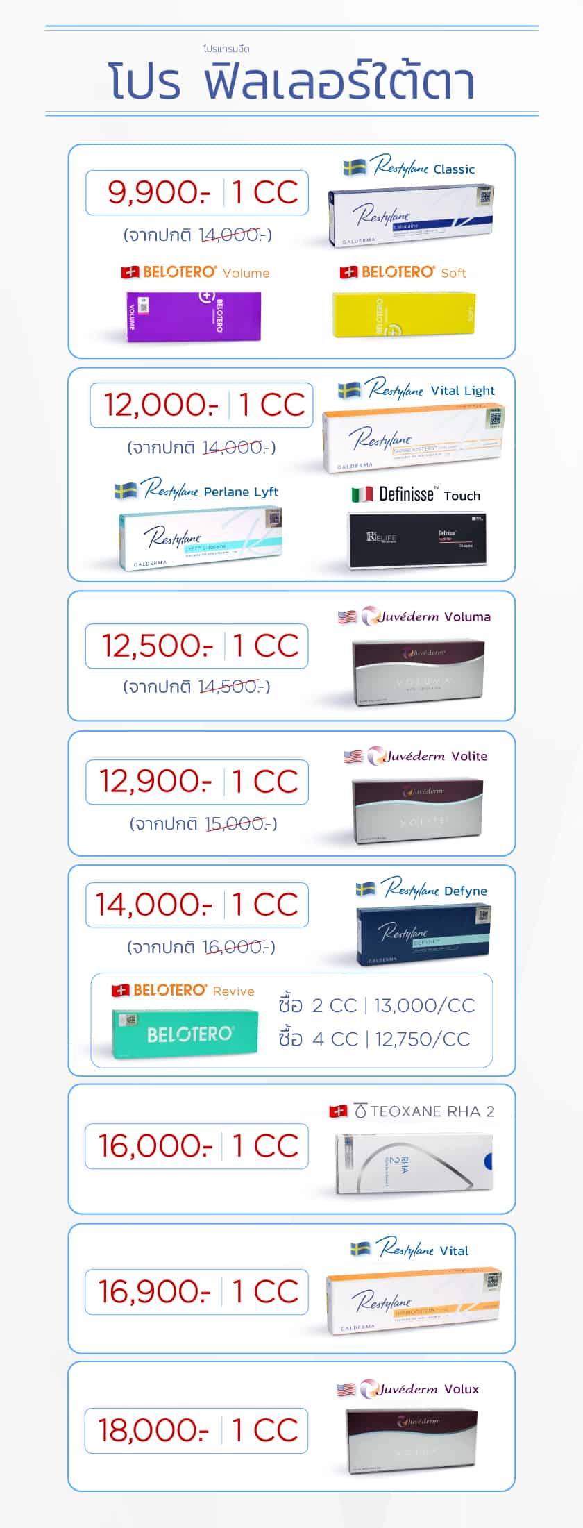 โปรฟิลเลอร์ใต้ตา ราคา