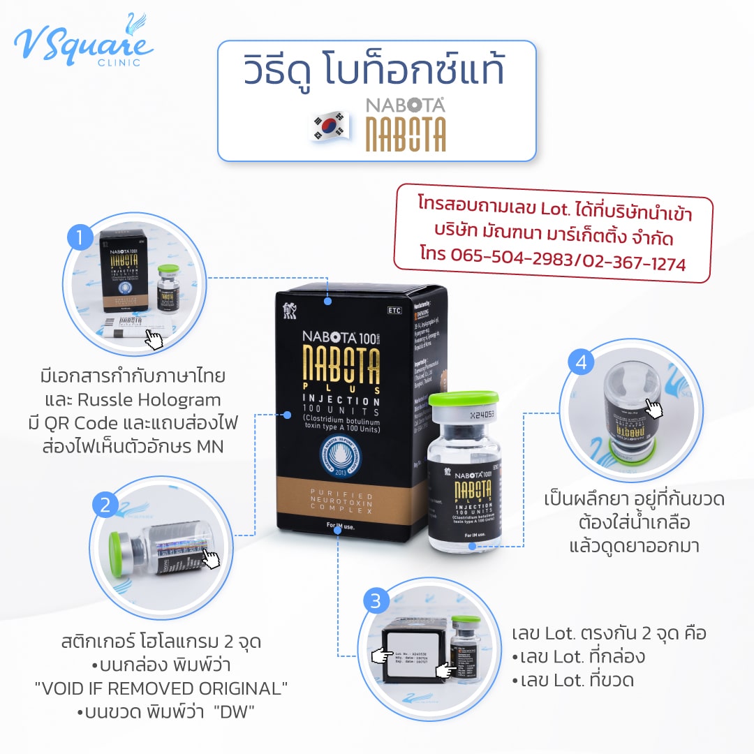 วิธีเช็กโบท็อกซ์ยี่ห้อ Nabota ของแท้