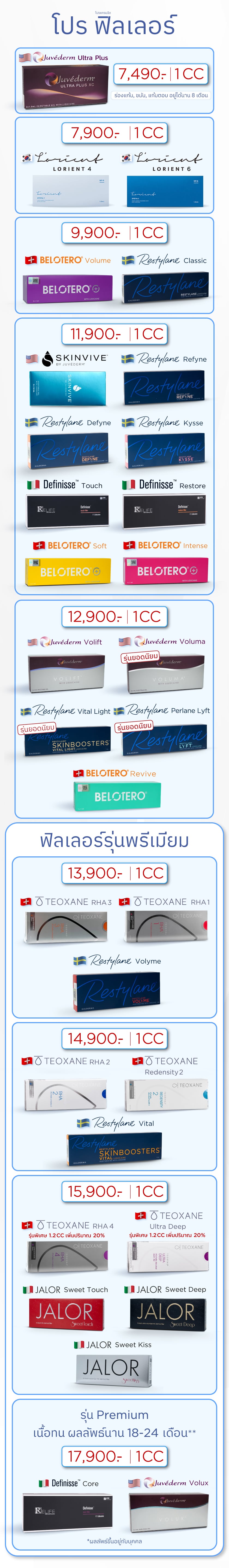โปรฟิลเลอร์, ราคาฟิลเลอร์