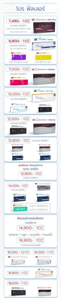 ฟิลเลอร์ราคา