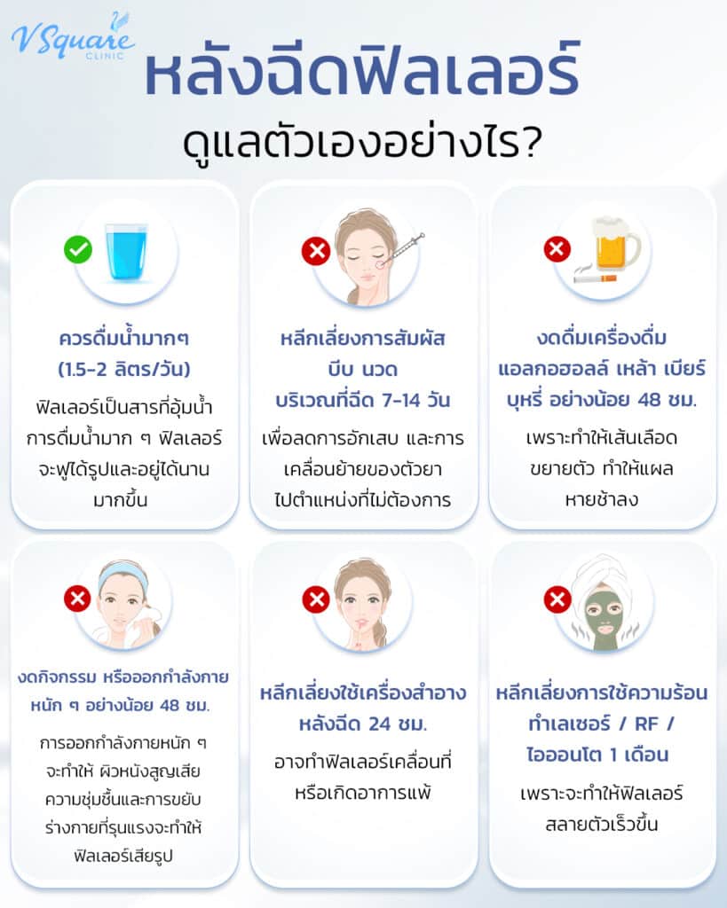 วิธีดูแลตัวเองหลังฉีดฟิลเลอร์